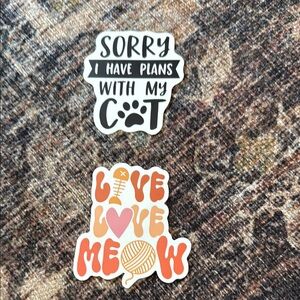 NEW Two Piece Cat-Themed Sticker Set